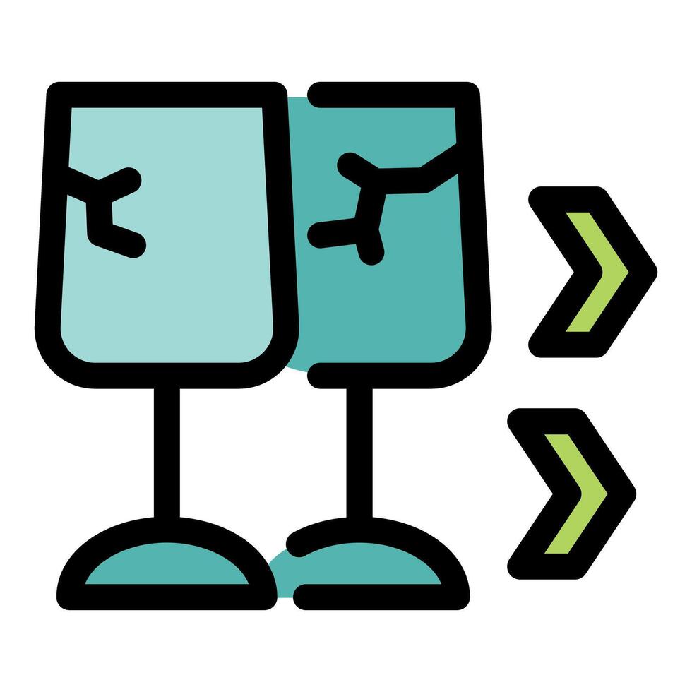 Broken wine glasses being thrown away, recycling and waste management concept vector