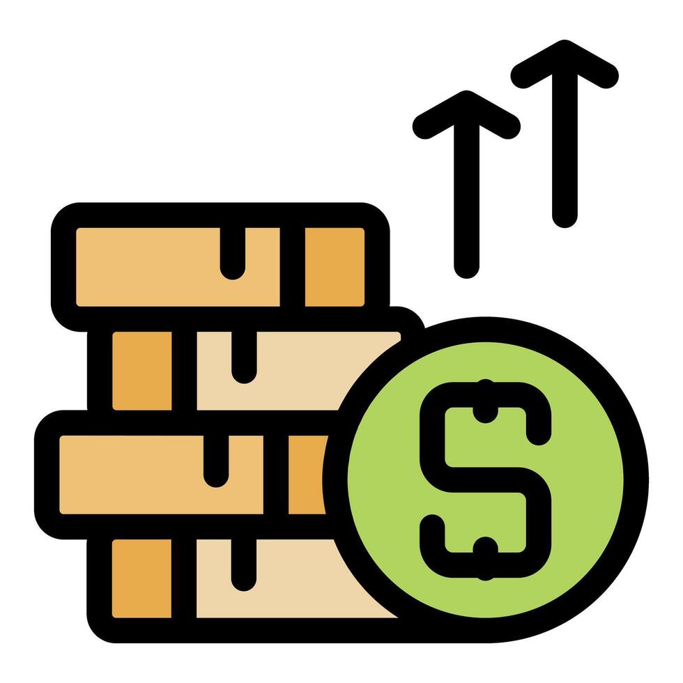 Stack of coins increasing with upward arrows and dollar sign, financial growth concept vector