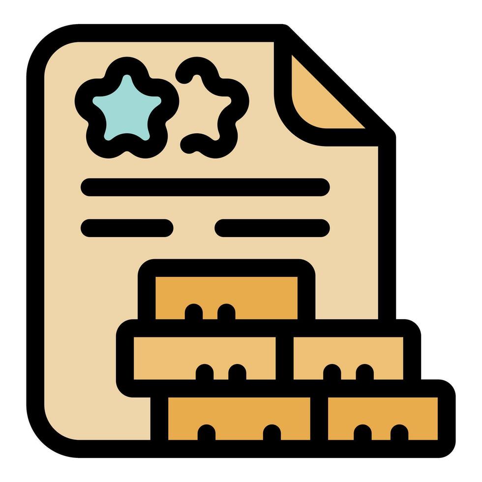 Product quality certification document with star ratings and boxes vector