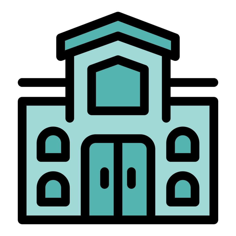 Modern building with double door and small windows displaying urban architecture vector