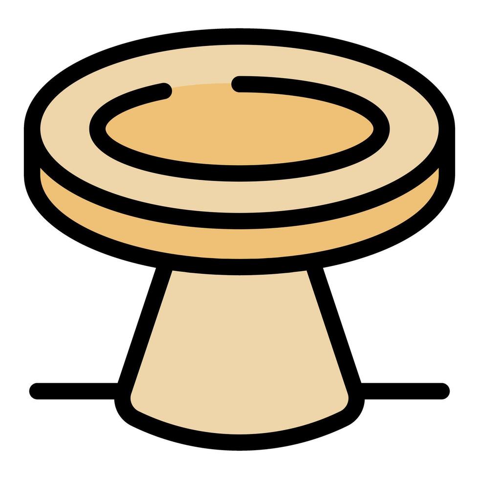 Round coffee table standing on one leg with a wide top surface vector