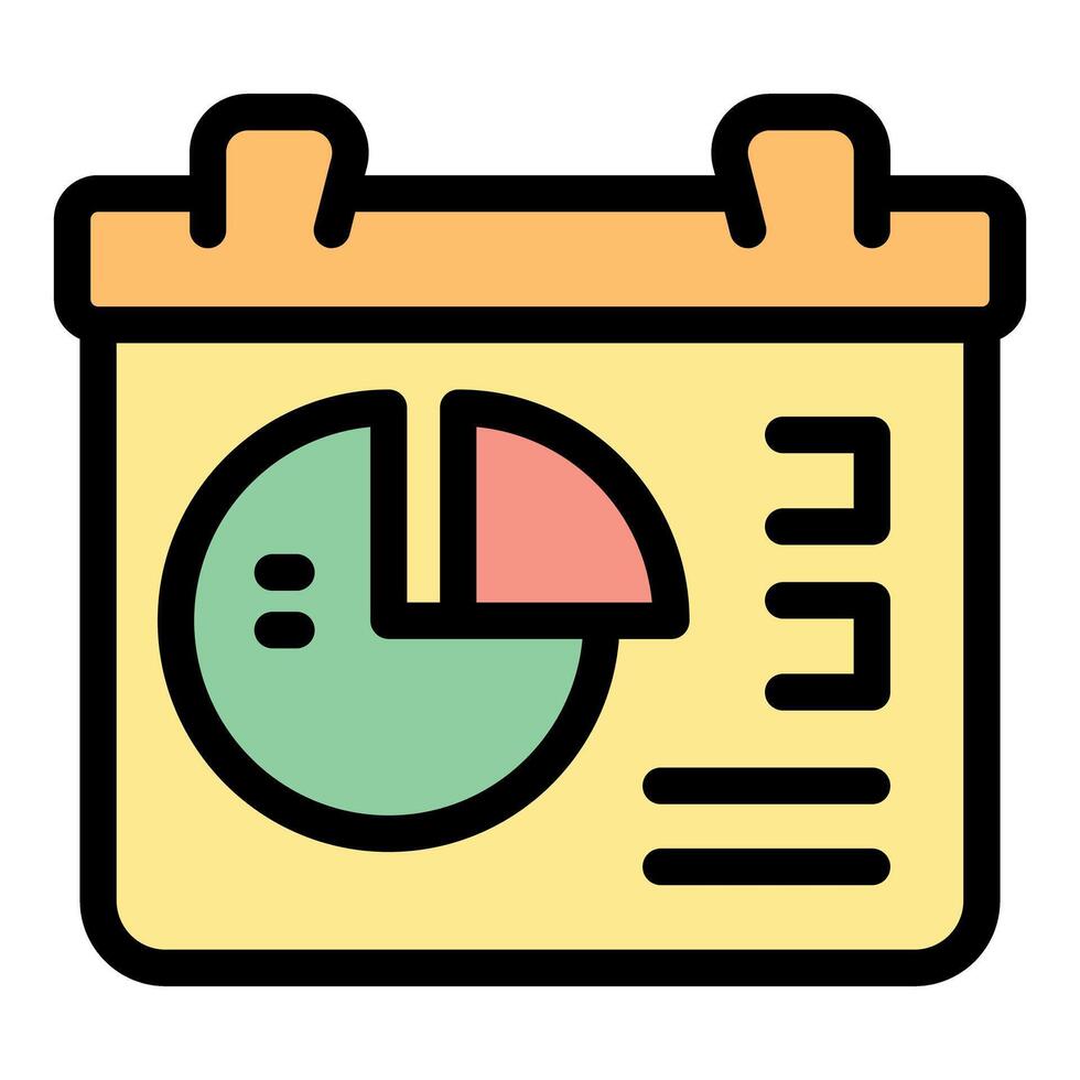 Calendar showing pie chart representing financial reporting and business data analysis vector