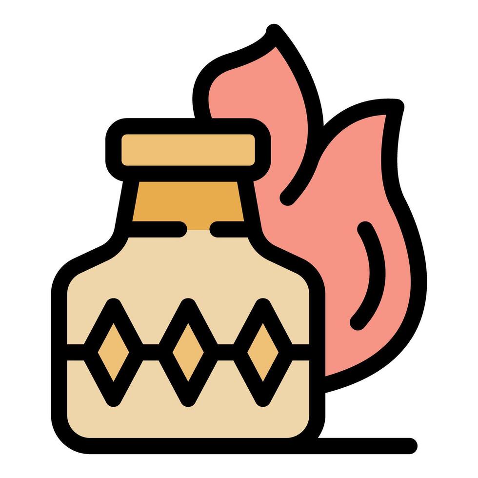 Burning molotov cocktail with rhombus pattern spreading fire and violence vector