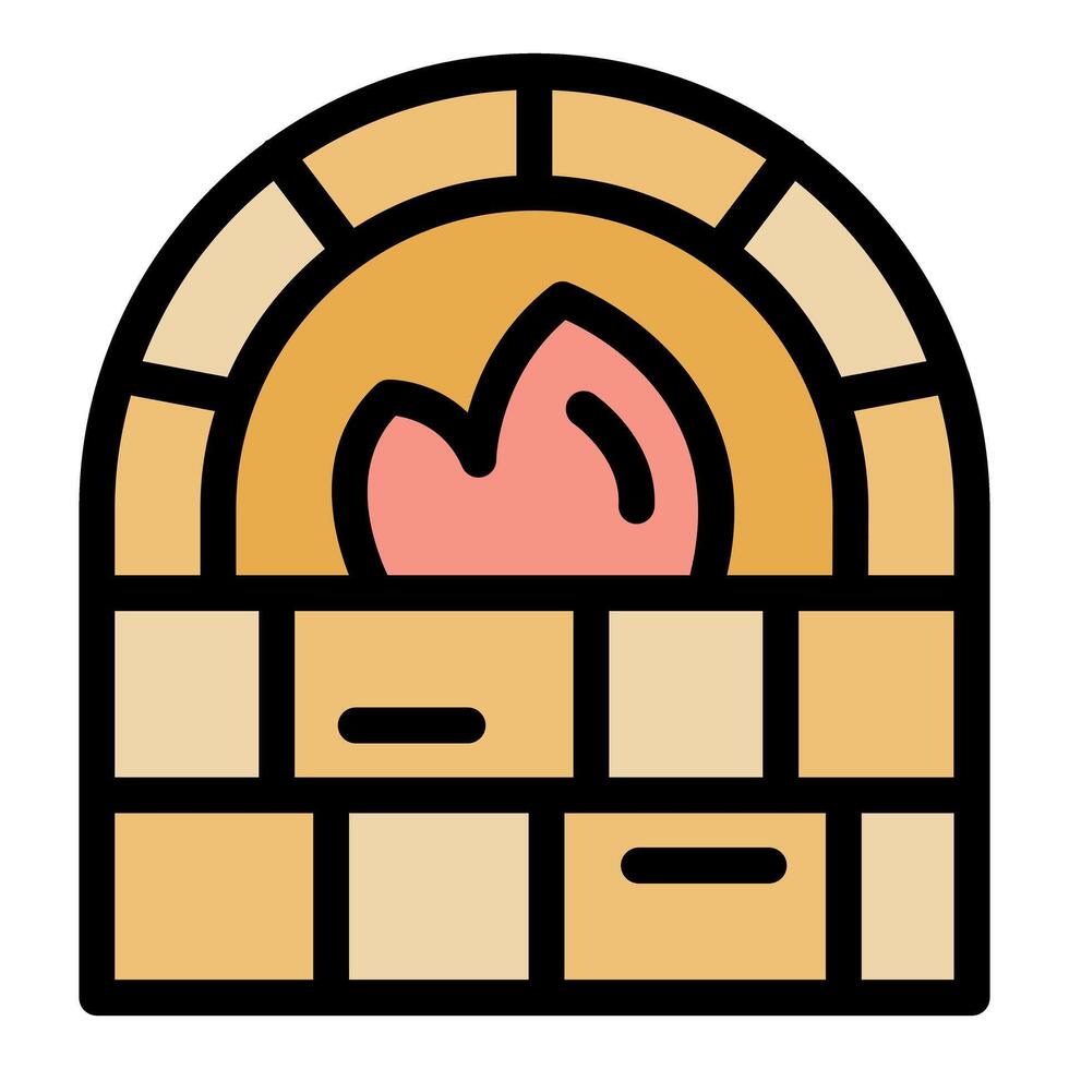 Burning stone oven baking delicious food in traditional way vector