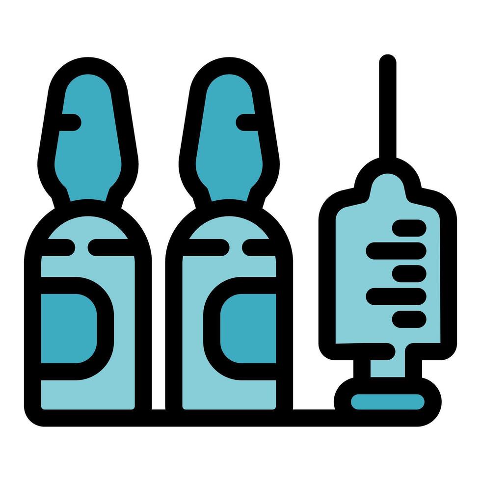 Syringe and ampoules preparing a vaccine dose for injection vector