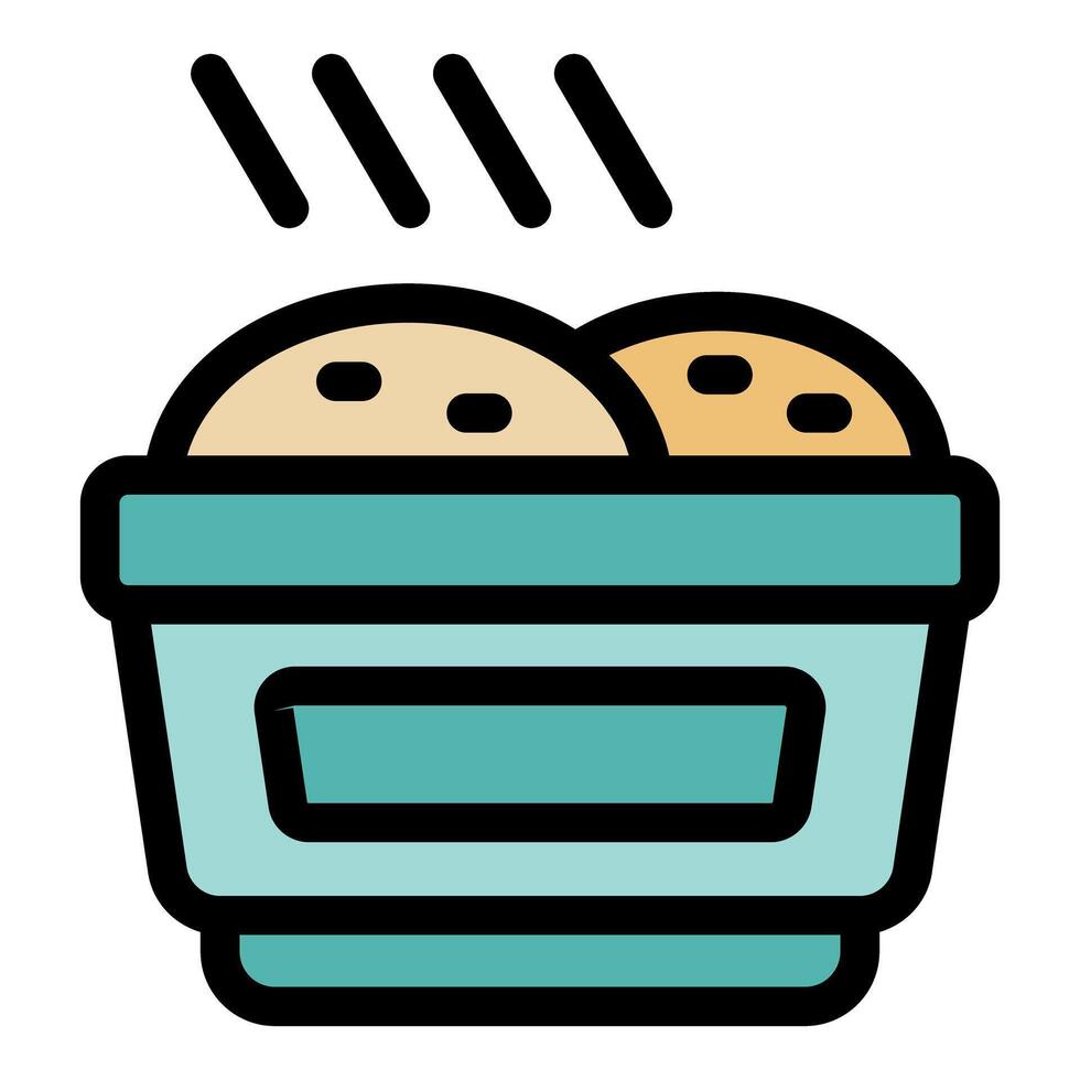 Hot cookies cooling down in container, freshly baked cookies releasing heat vector