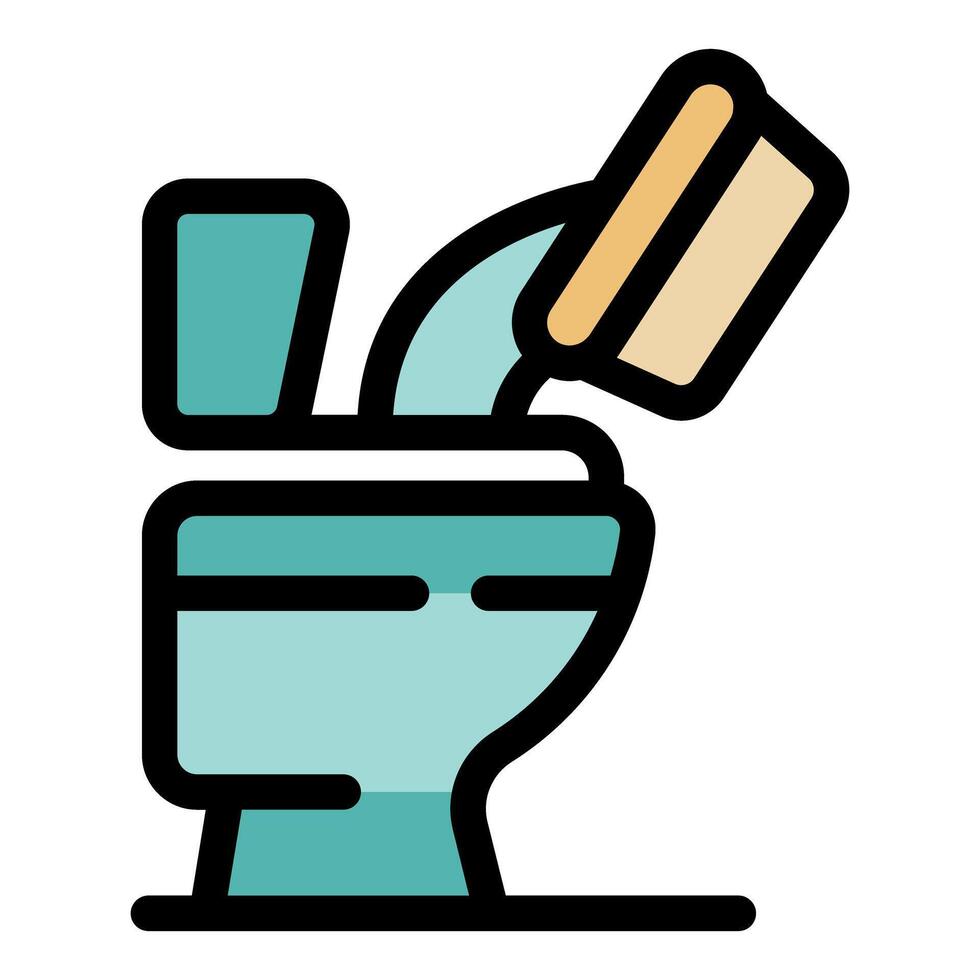 Cleaning toilet with disinfectant liquid pouring from bottle icon vector