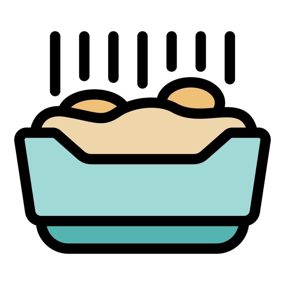 Steaming hot mashed potatoes with melted butter in a bowl vector