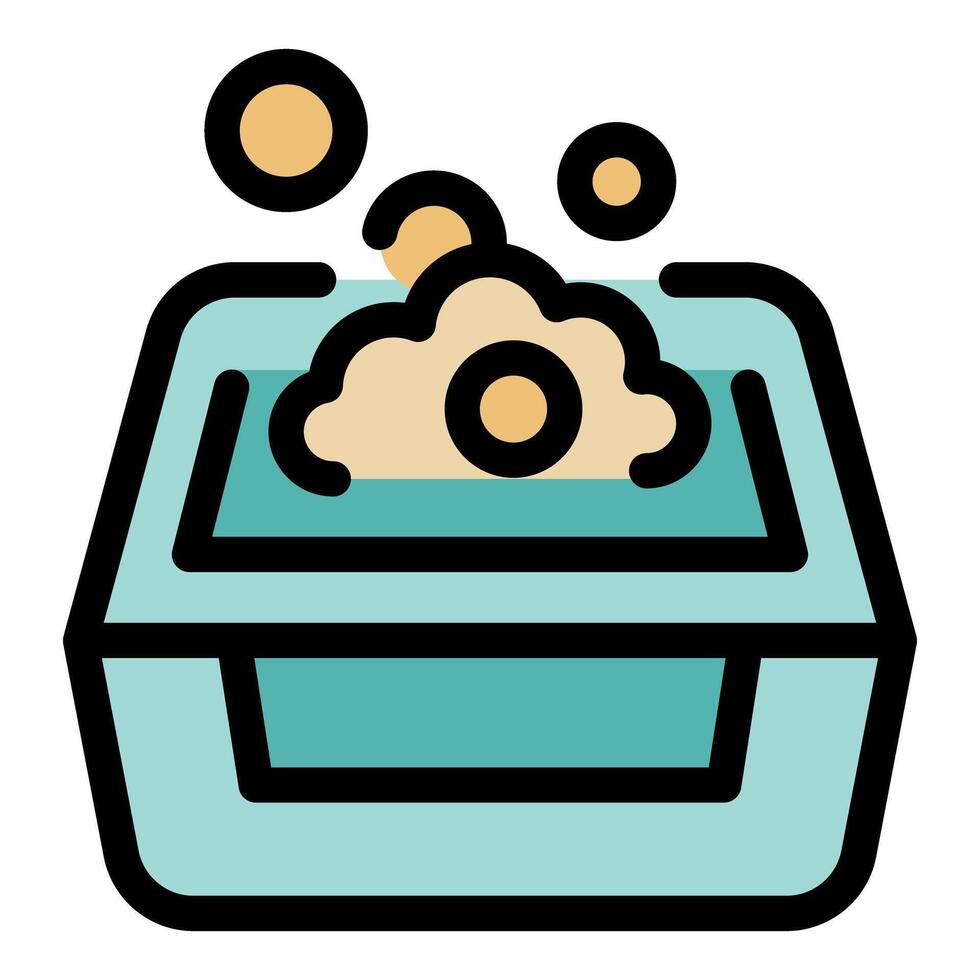Cat litter box with clumping sand and bubbles forming vector
