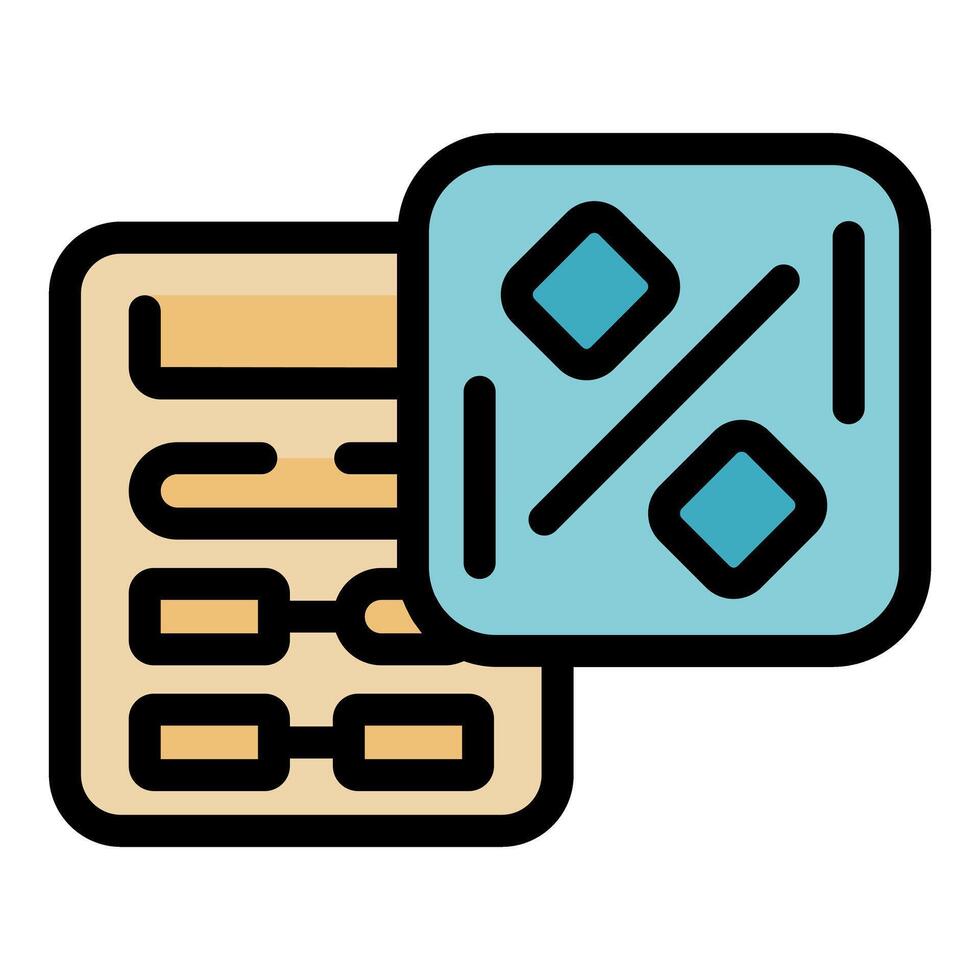 Percentage calculation app showing discount rate over shopping list vector
