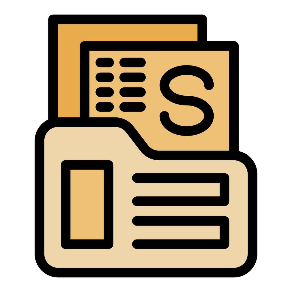 Folder storing spreadsheet files with data and charts representing sales performance vector