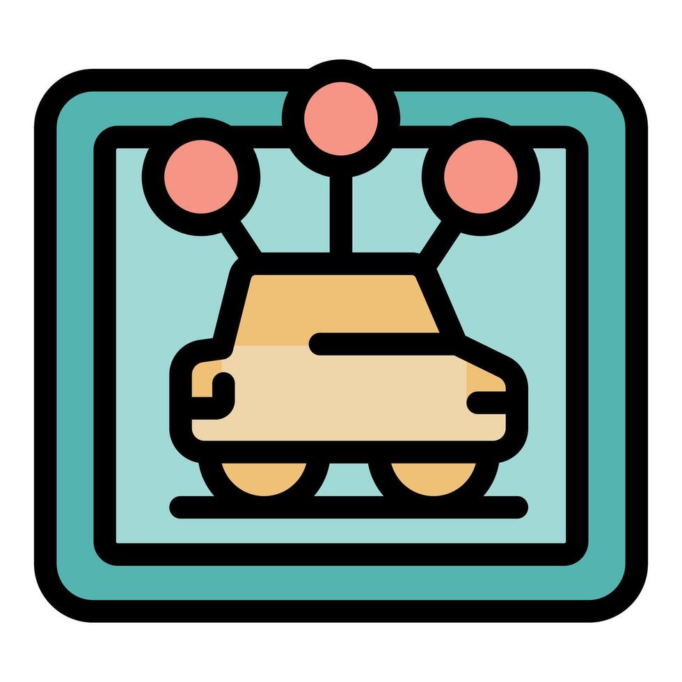 Autonomous car tracking system displaying location on digital interface vector