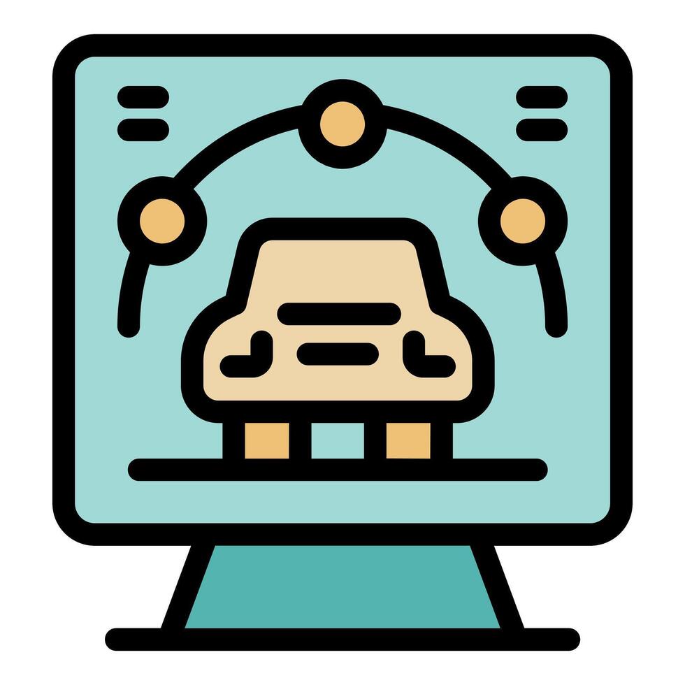 Computer screen showing self driving car technology with sensor points vector