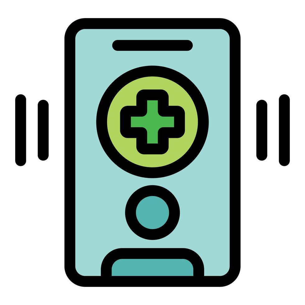 Smartphone sending medical emergency alert signal with vibrating display vector