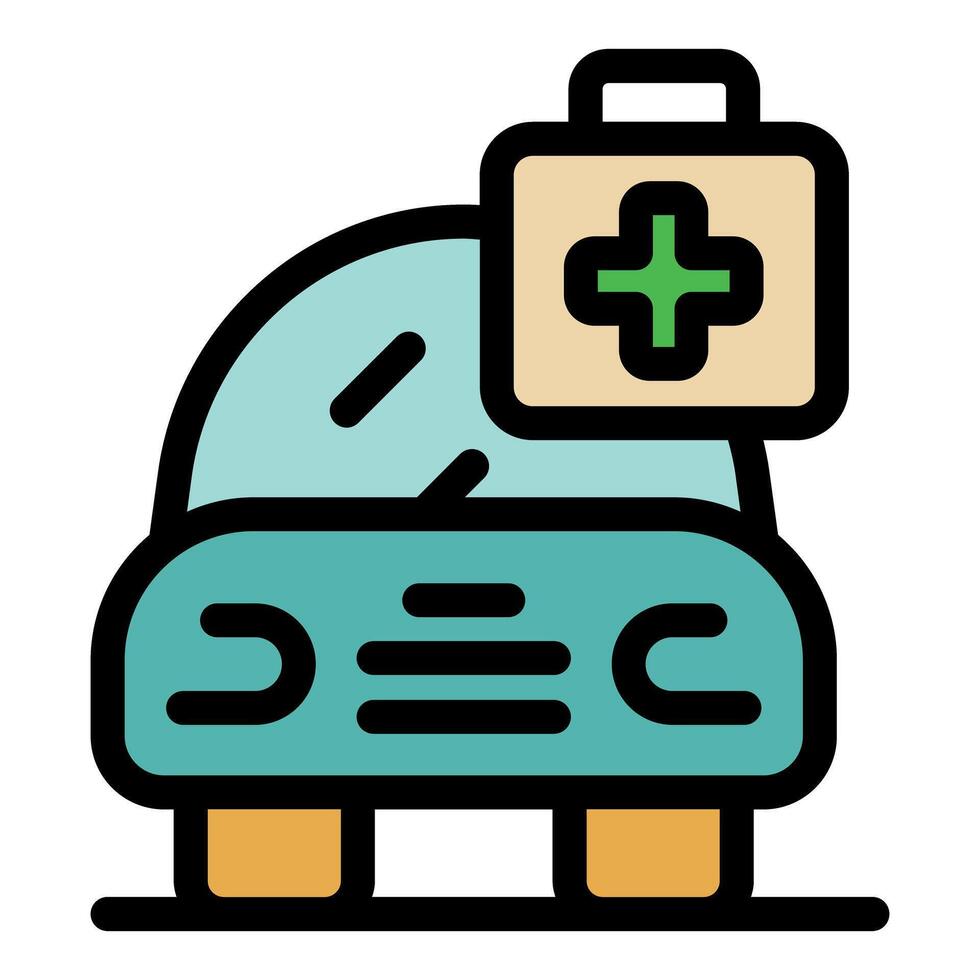 Medical transportation carrying first aid kit for emergency response vector