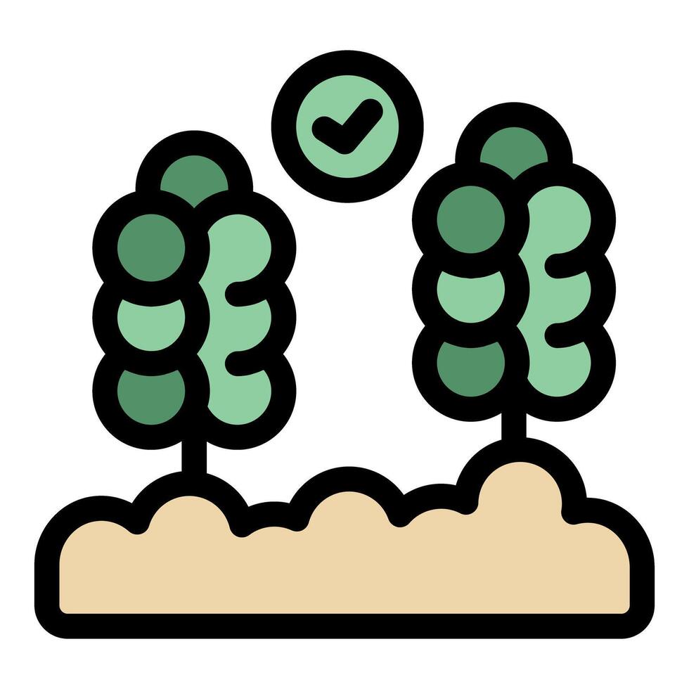 Reforestation complete, lush green trees growing on fertile land vector