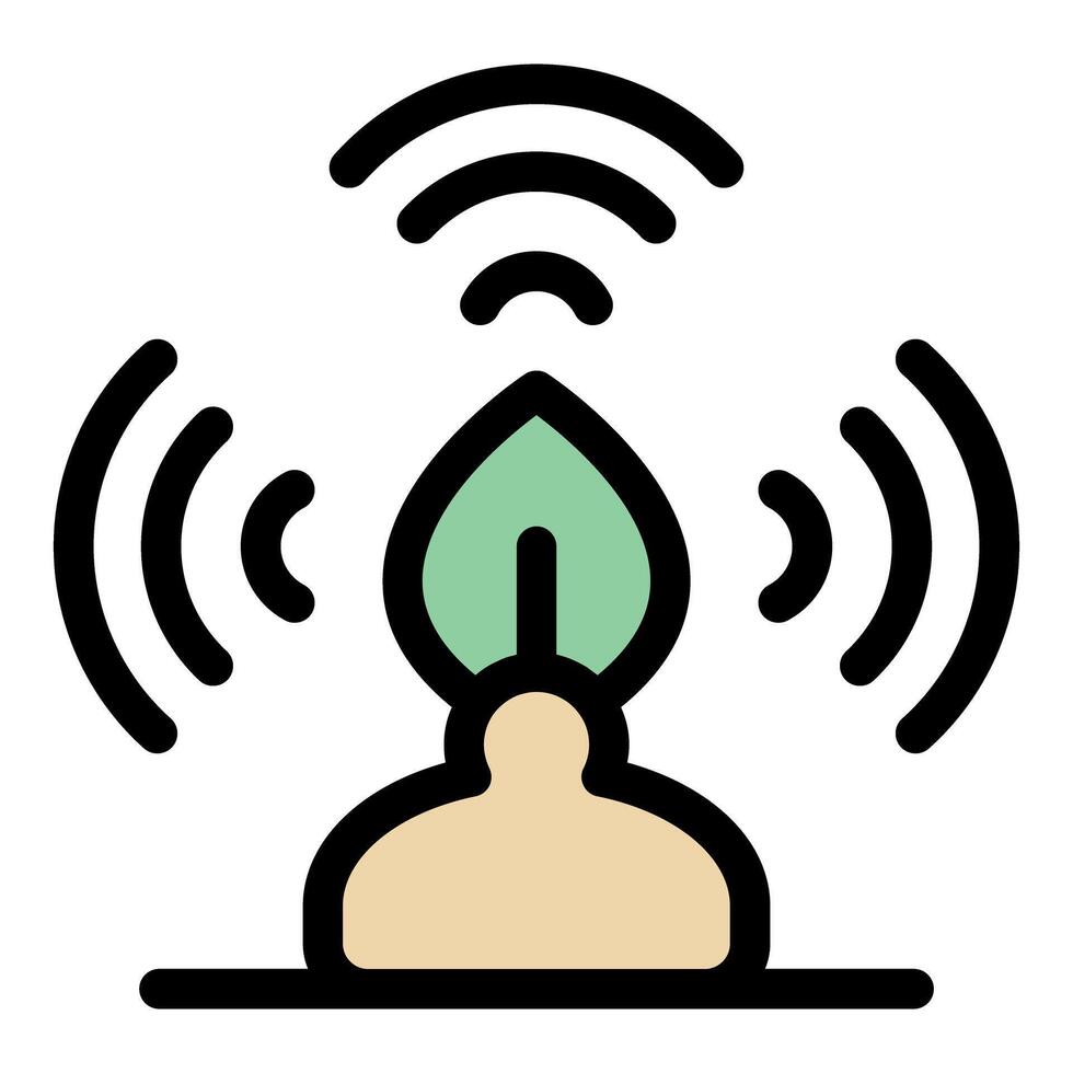 Green leaf emitting wifi signal, smart eco technology icon vector