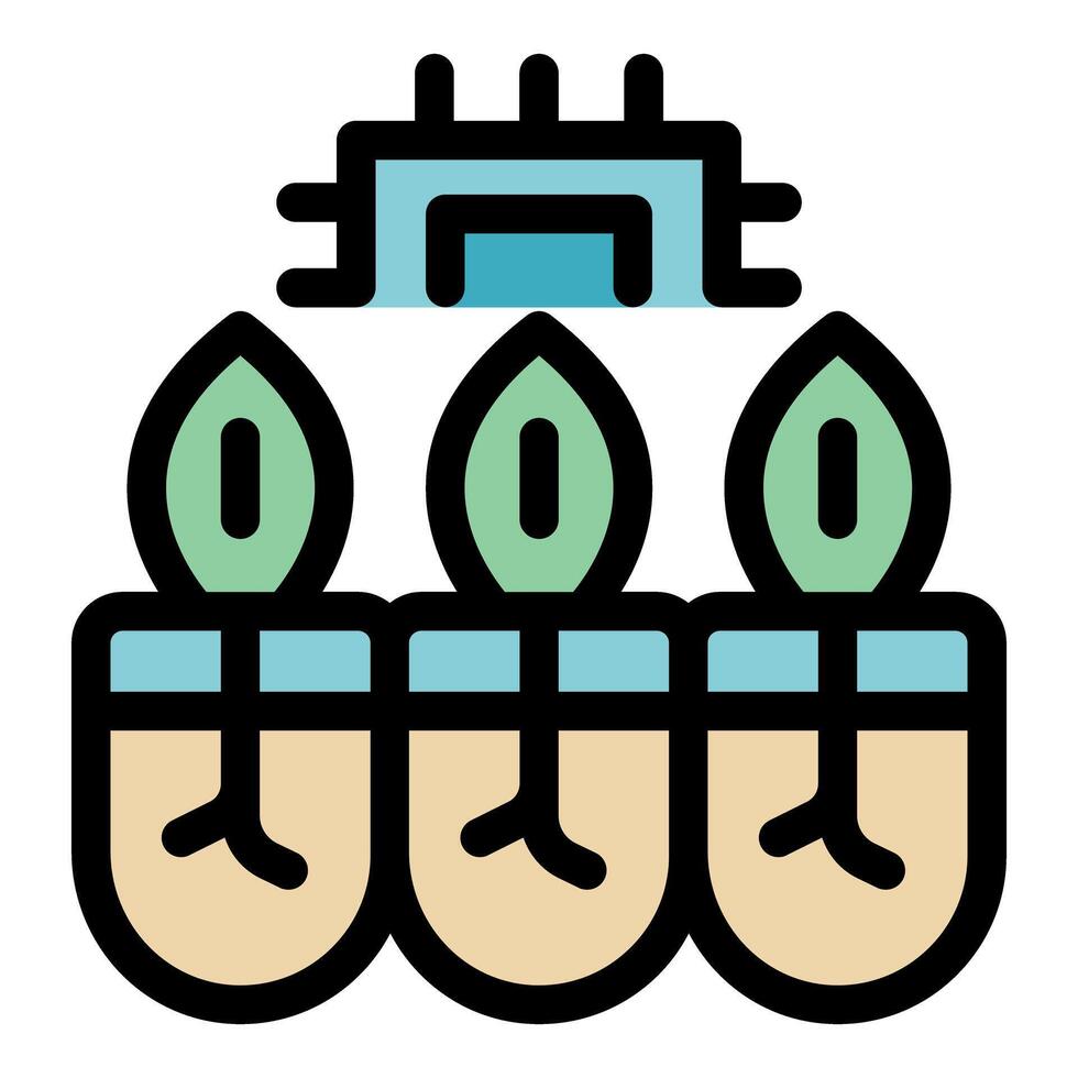 Smart farm providing optimal growing conditions for seedlings with sensor and water system vector