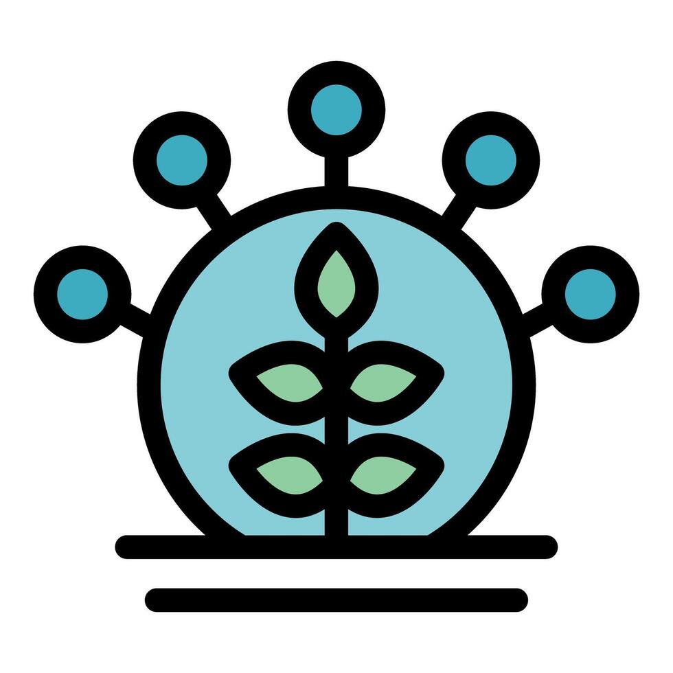 Growing plant connected to digital network representing smart farming and agriculture technology vector