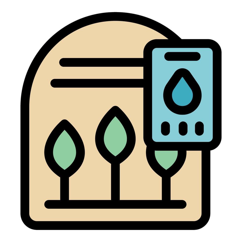 Smart farming technology is watering plants in a greenhouse vector