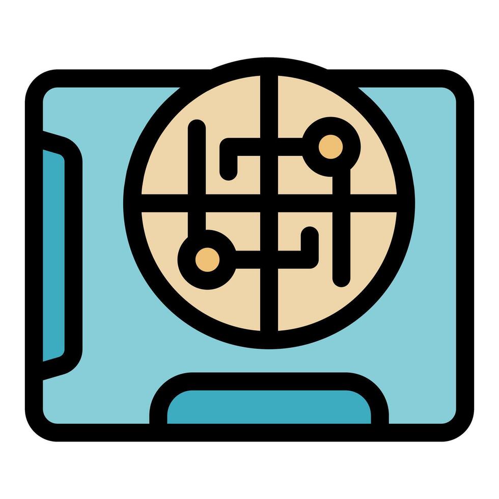 Gps navigation system showing global positioning route on tablet vector