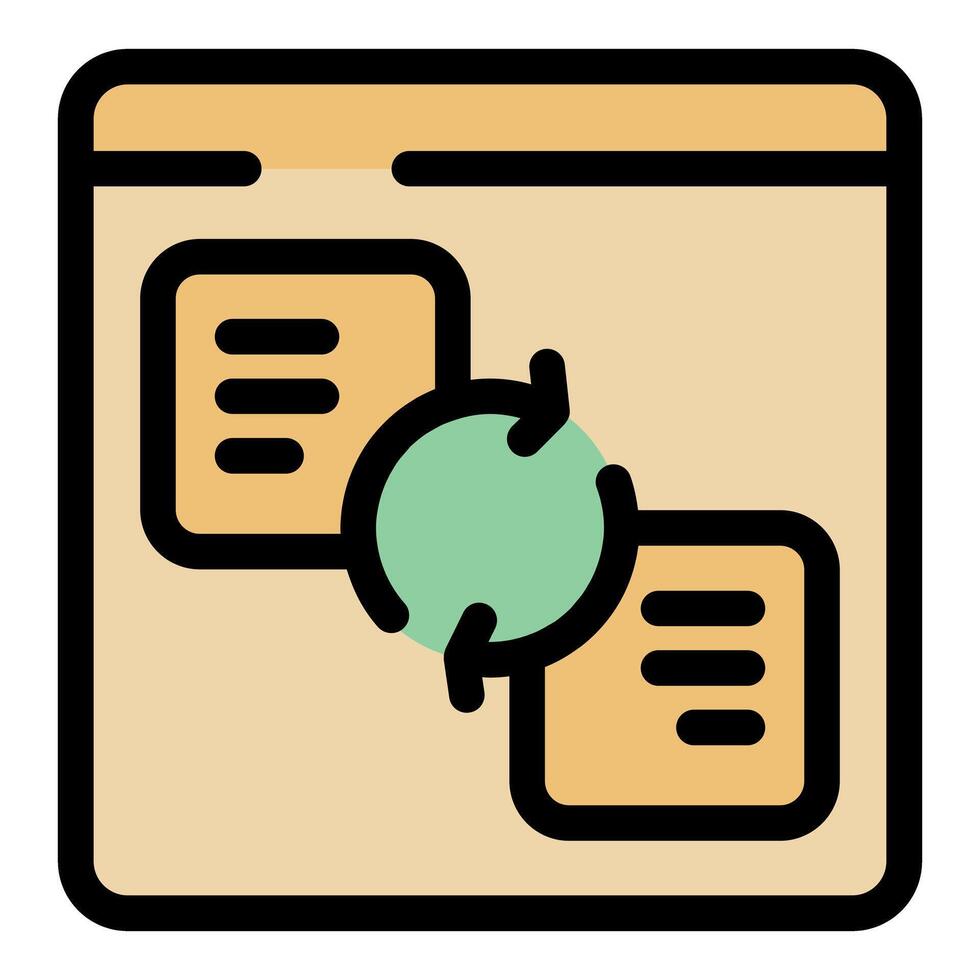 Webpage showing data synchronization process with rotating arrows vector