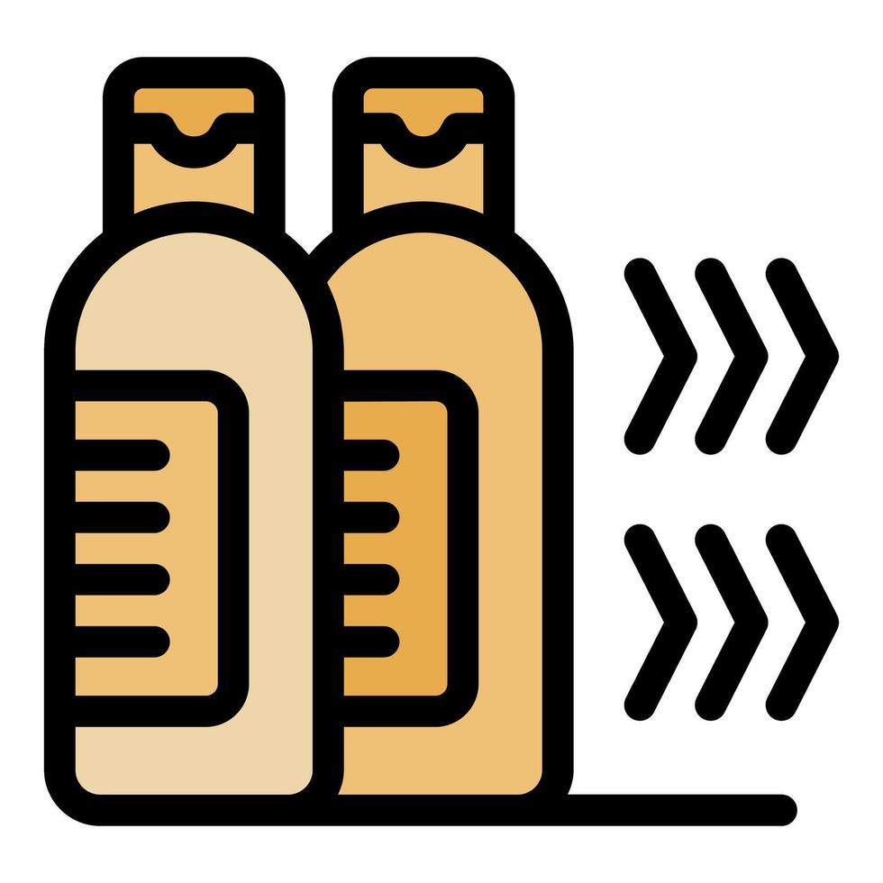 Two shampoo bottles drying, hair care routine and beauty products vector