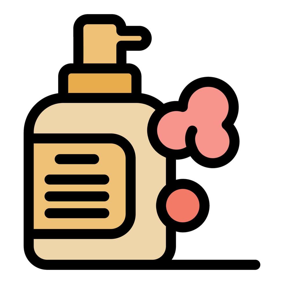 Dispenser bottle dispensing liquid soap with foam bubbles vector
