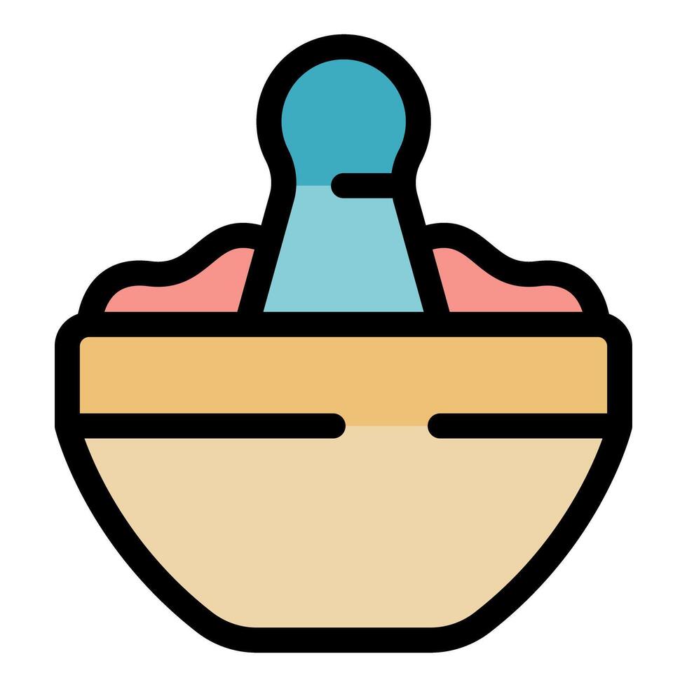 Bowl with pestle mixing ingredients, preparing a culinary creation vector