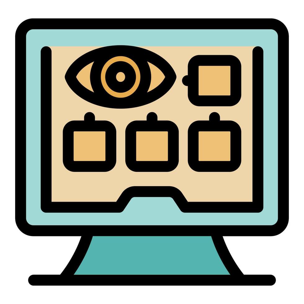 Eye tracking software showing viewing behavior on monitor vector