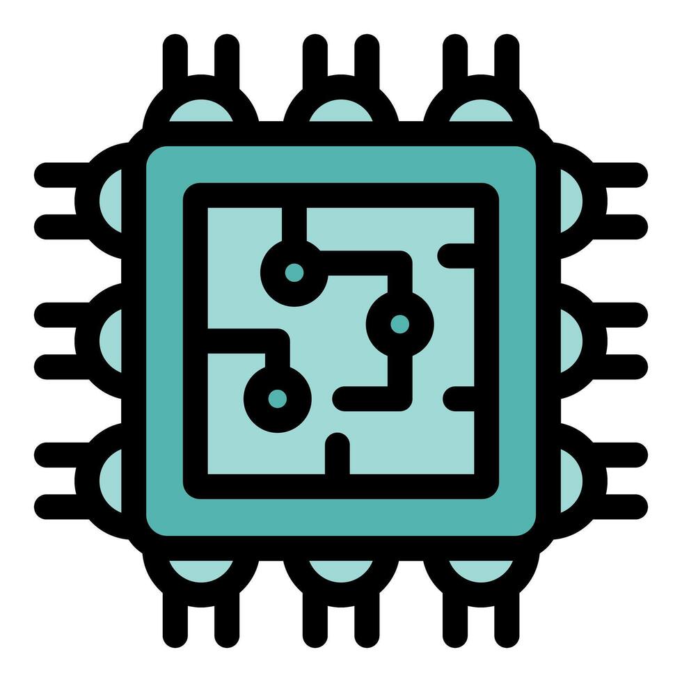 Electronic microchip showing complex circuitry and connections vector