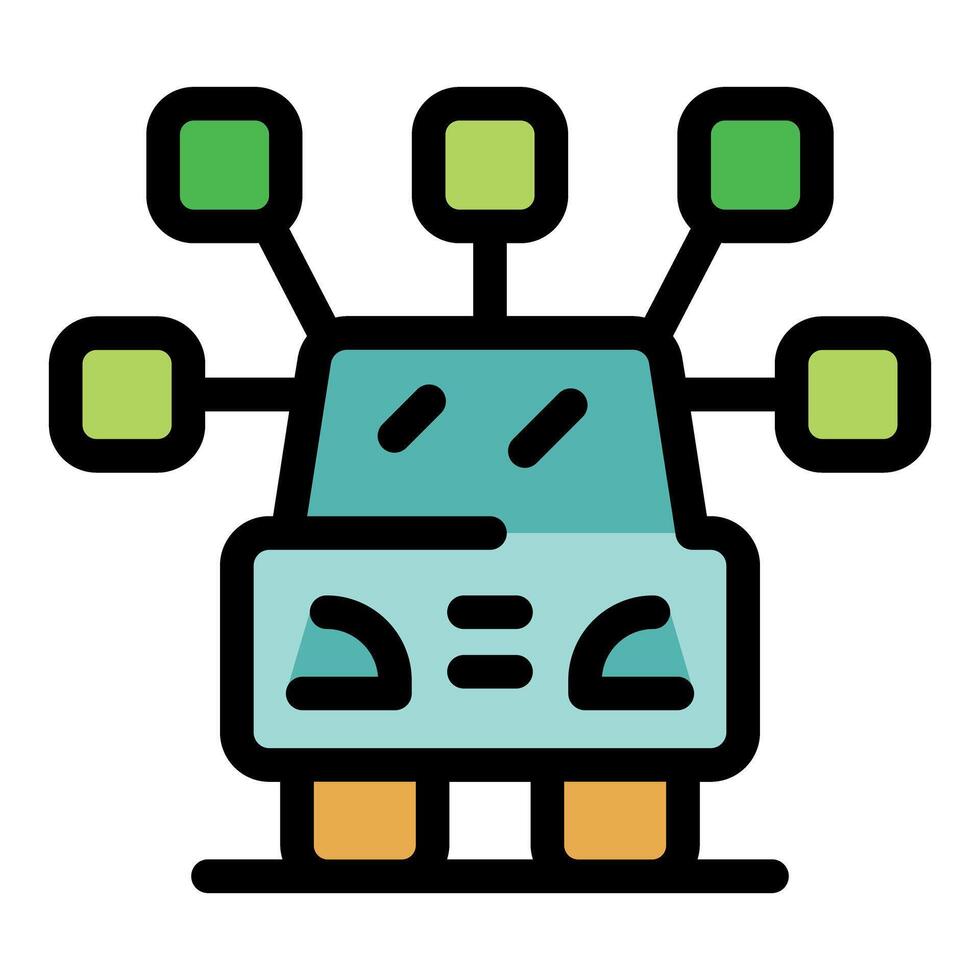 Smart car sharing its data through a network, vector