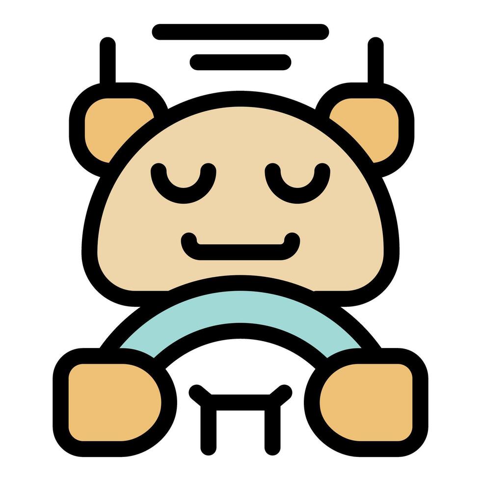 Cute cartoon robot sleeping while driving futuristic car vector