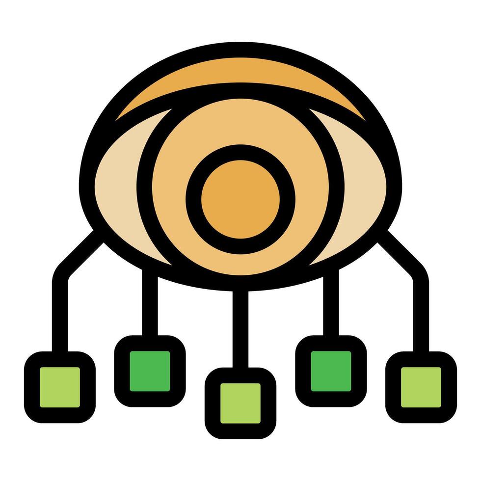 Eye watching data flow, artificial intelligence monitoring system vector