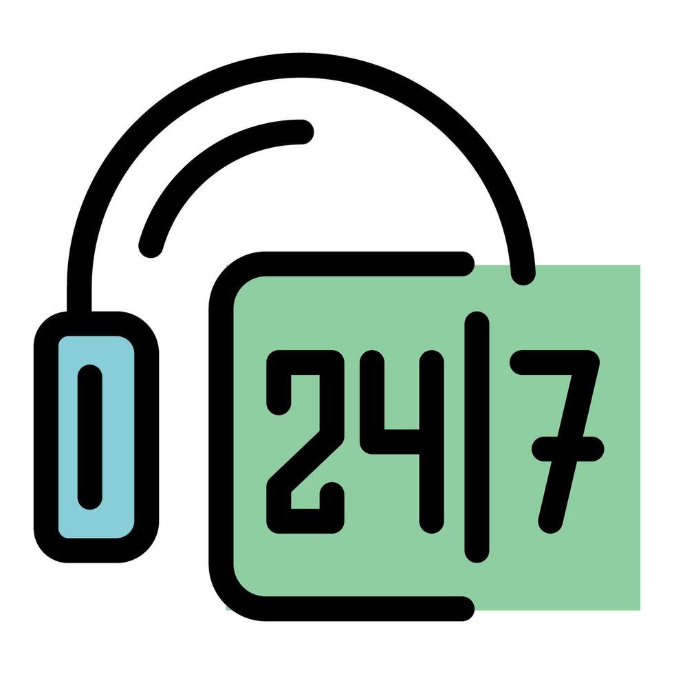 Headset connecting to a 247 service availability sign vector