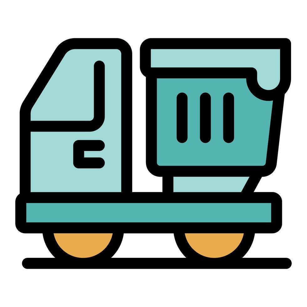 Small dump truck carrying load on construction site vector
