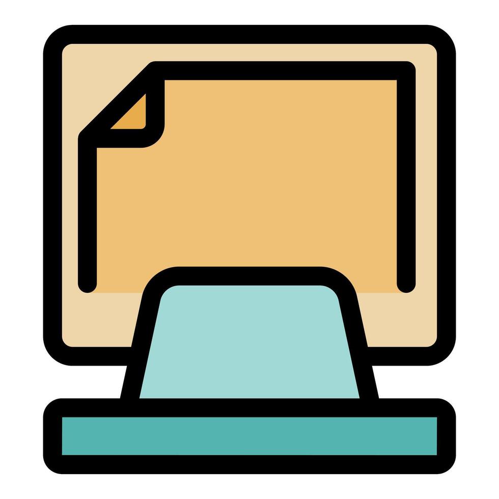 Desktop computer displaying electronic document, modern office technology vector