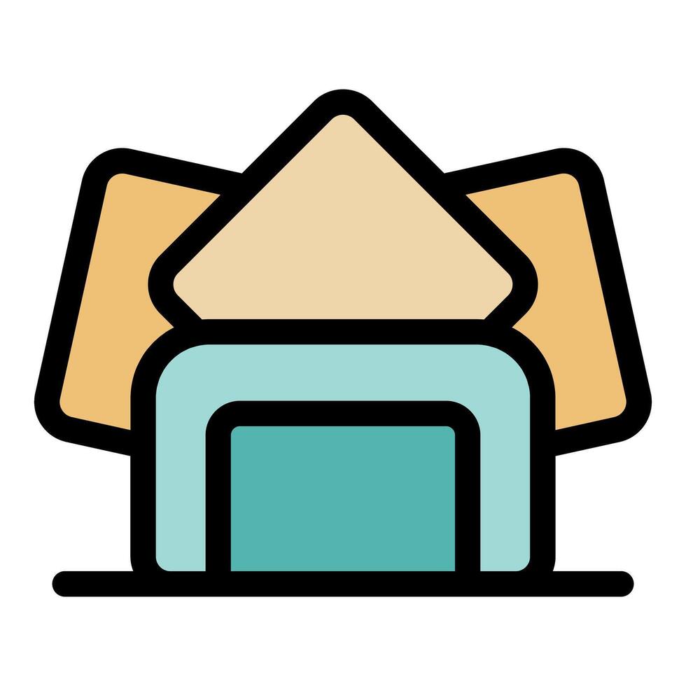 Origami house showing japanese art and paper folding technique vector