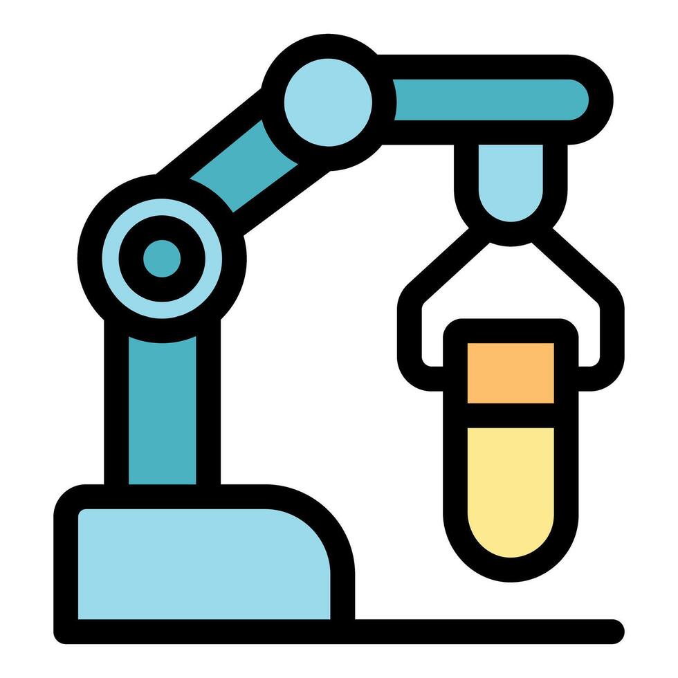 Robotic arm lifting test tube in laboratory automation process vector