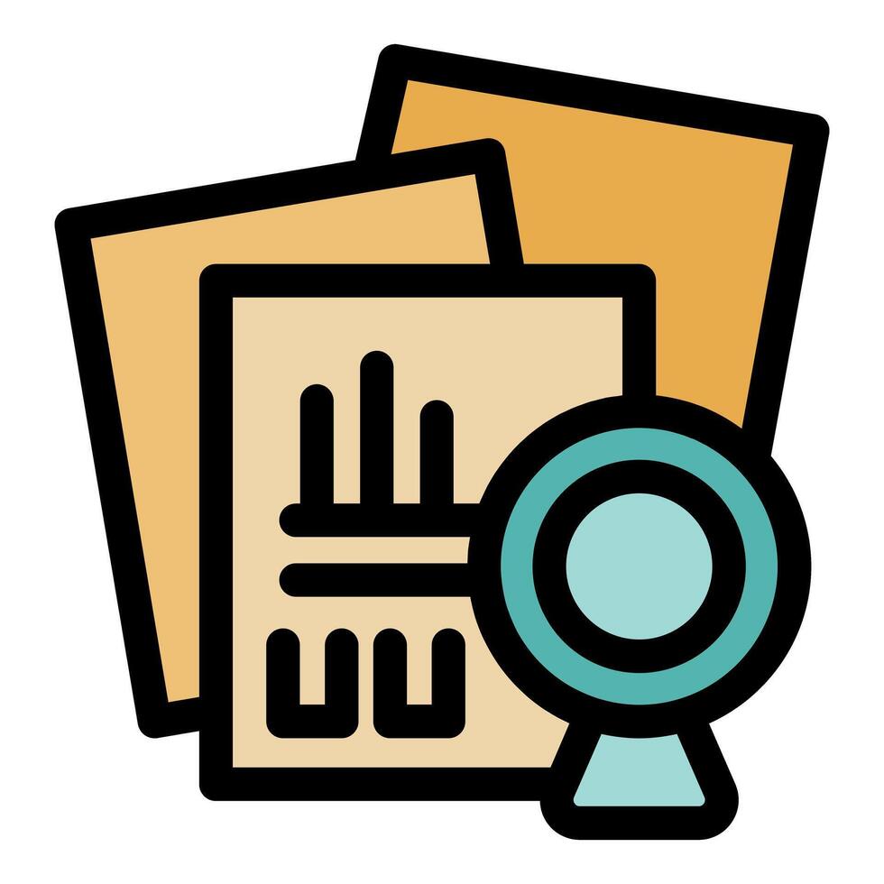 Auditing tax documents with magnifying glass, ensuring compliance and accuracy vector