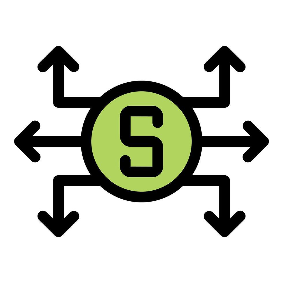Expanding business and financial control, with arrows symbolizing investment strategy and cash flow management vector