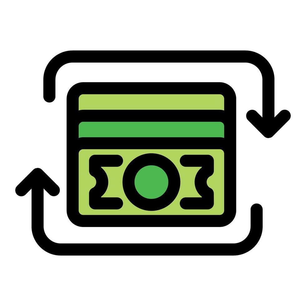 Cash back credit card bonus with rotating arrows representing money transaction vector