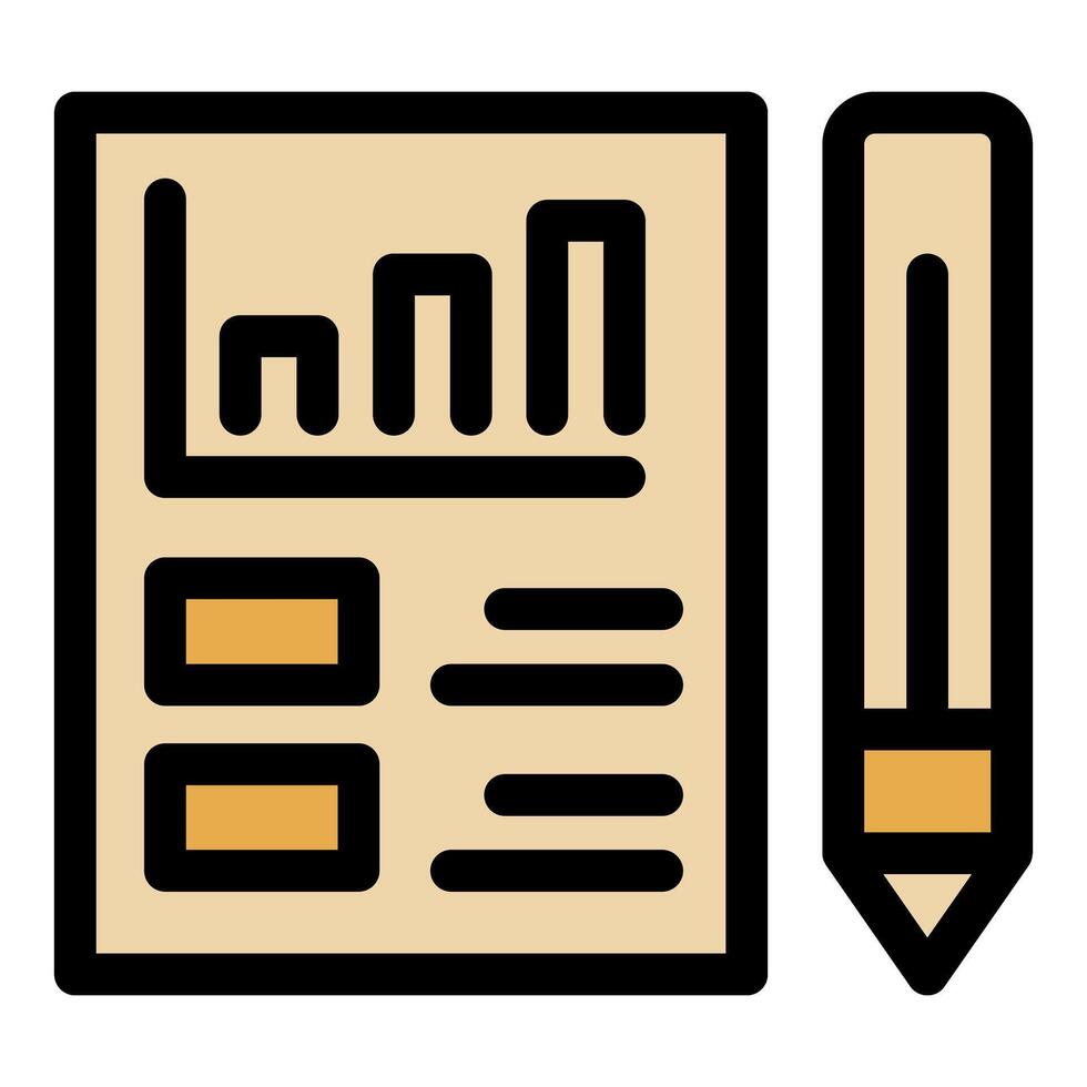 Document with growing bar chart and pencil representing business analysis vector
