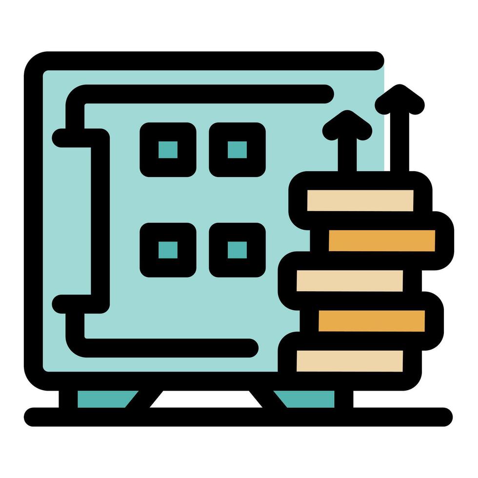 Money saving increasing with strongbox and growing coins stack vector