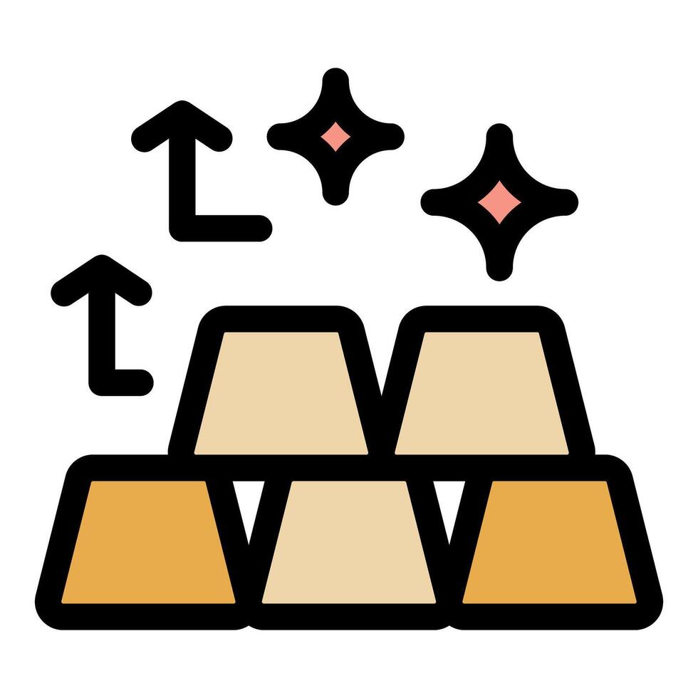 Gold bars price increasing, wealth, investment and business success vector