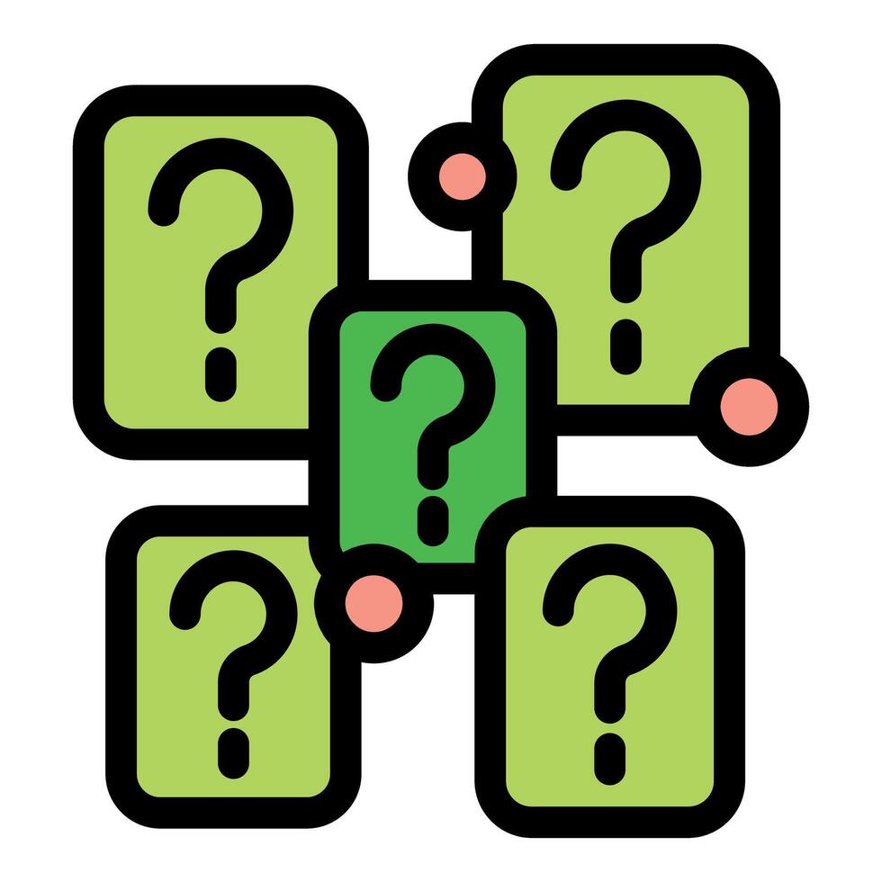 Question marks creating a network, connecting and sharing information vector