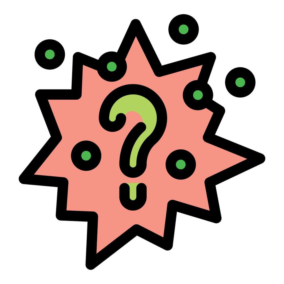 Question mark surrounded by green dots on a star shape with irregular border vector