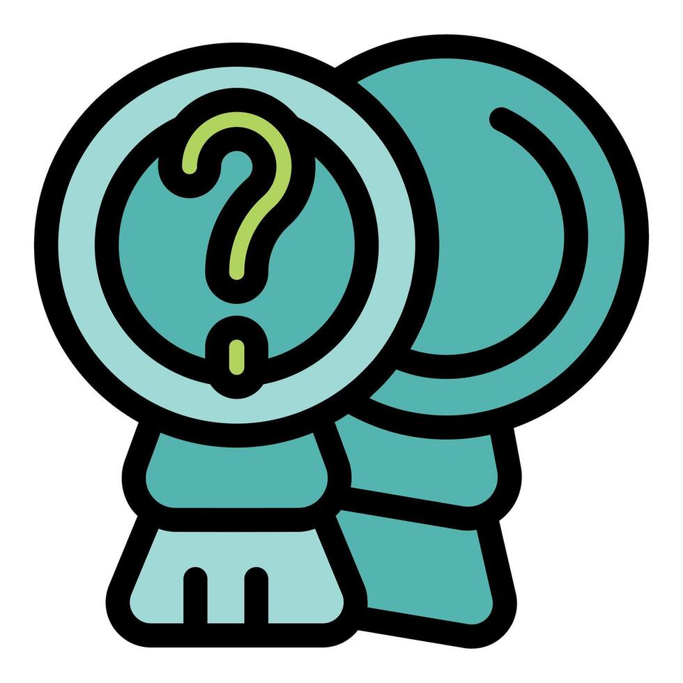 Magnifying glass showing question mark next to another magnifying glass vector
