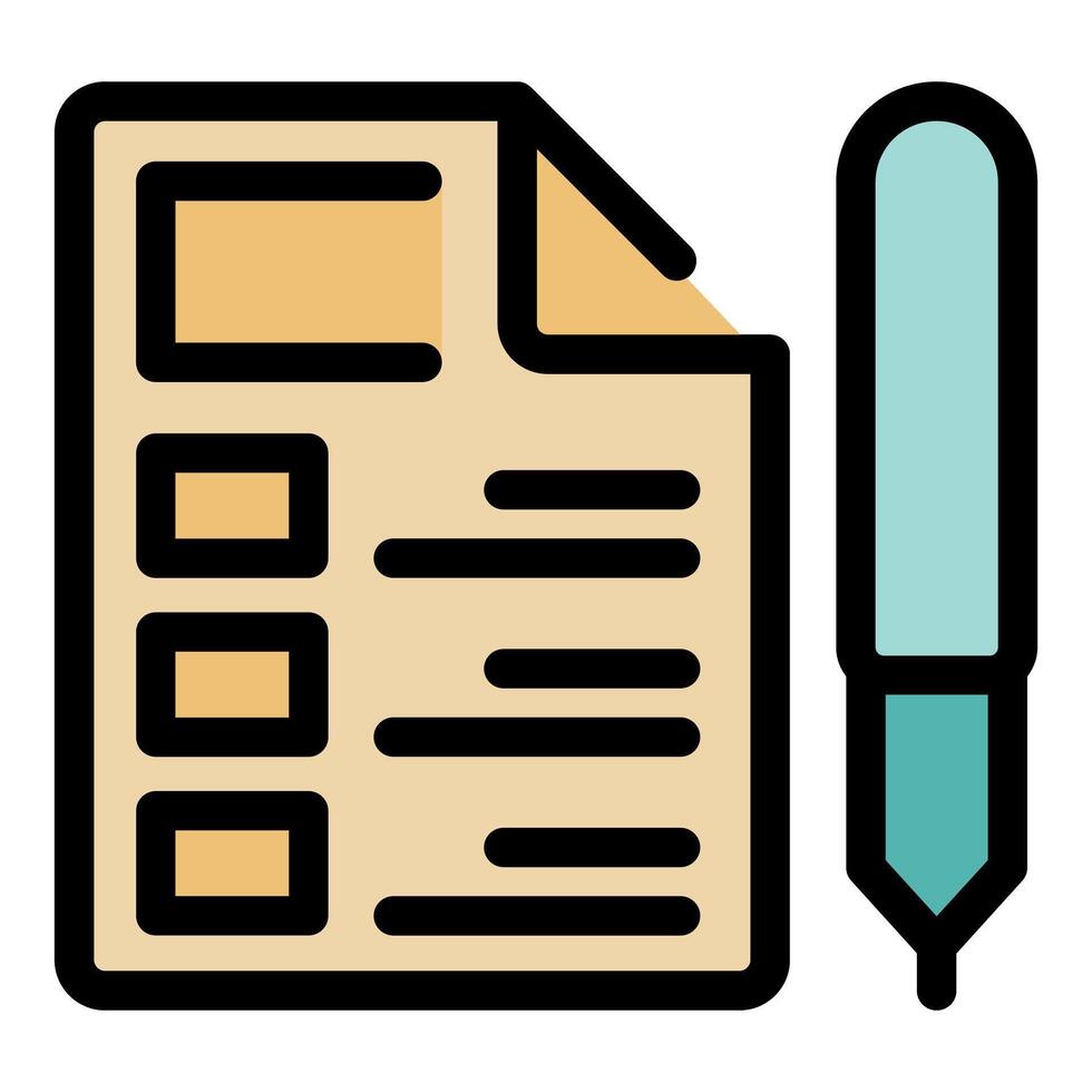 Pen completing checklist on document, ensuring task completion vector