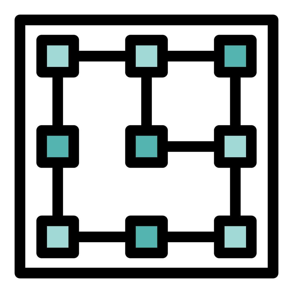 Blockchain technology connecting digital blocks in secure network grid vector